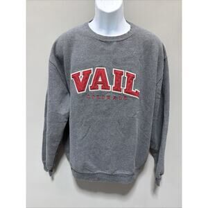 Vail Colorado Resort wear Heavy Embroidered Gray Skiing Fleece Sweatshirt Sz XL